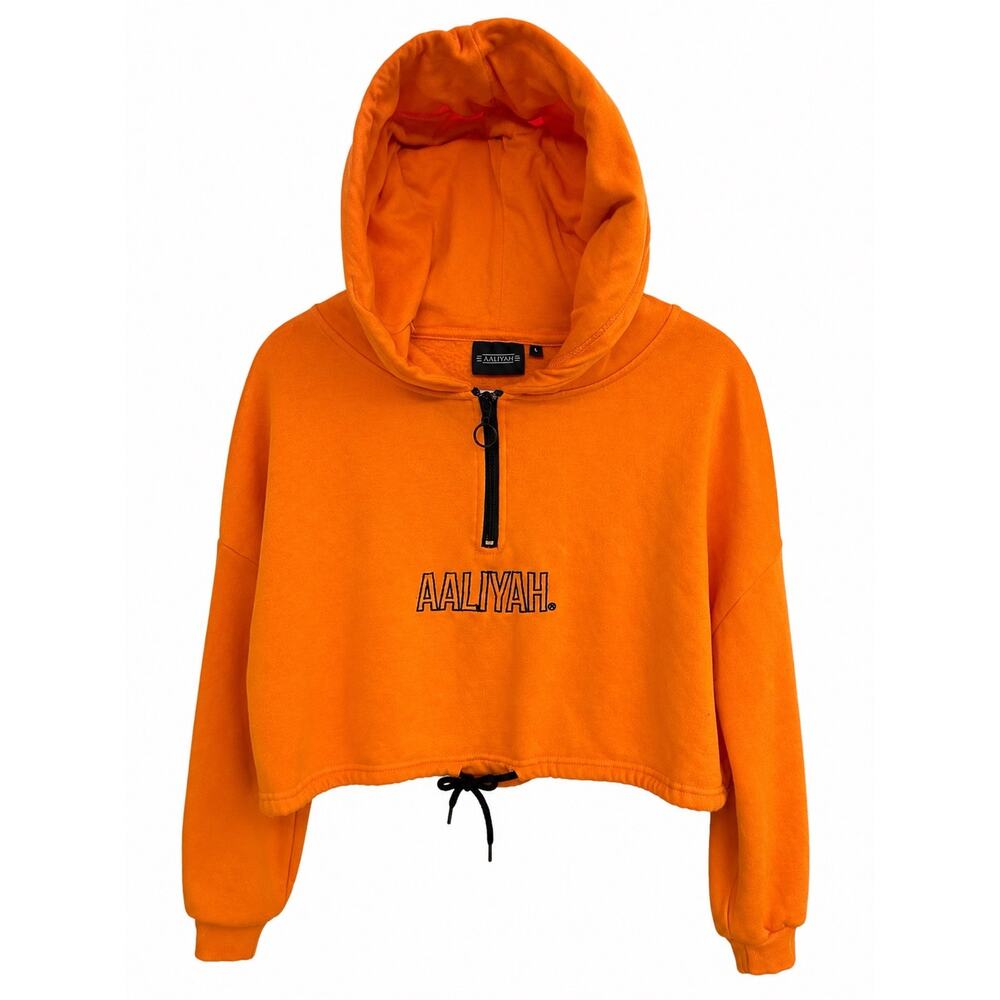 Aaliyah Orange Cropped Short Hoodie Womens Medium